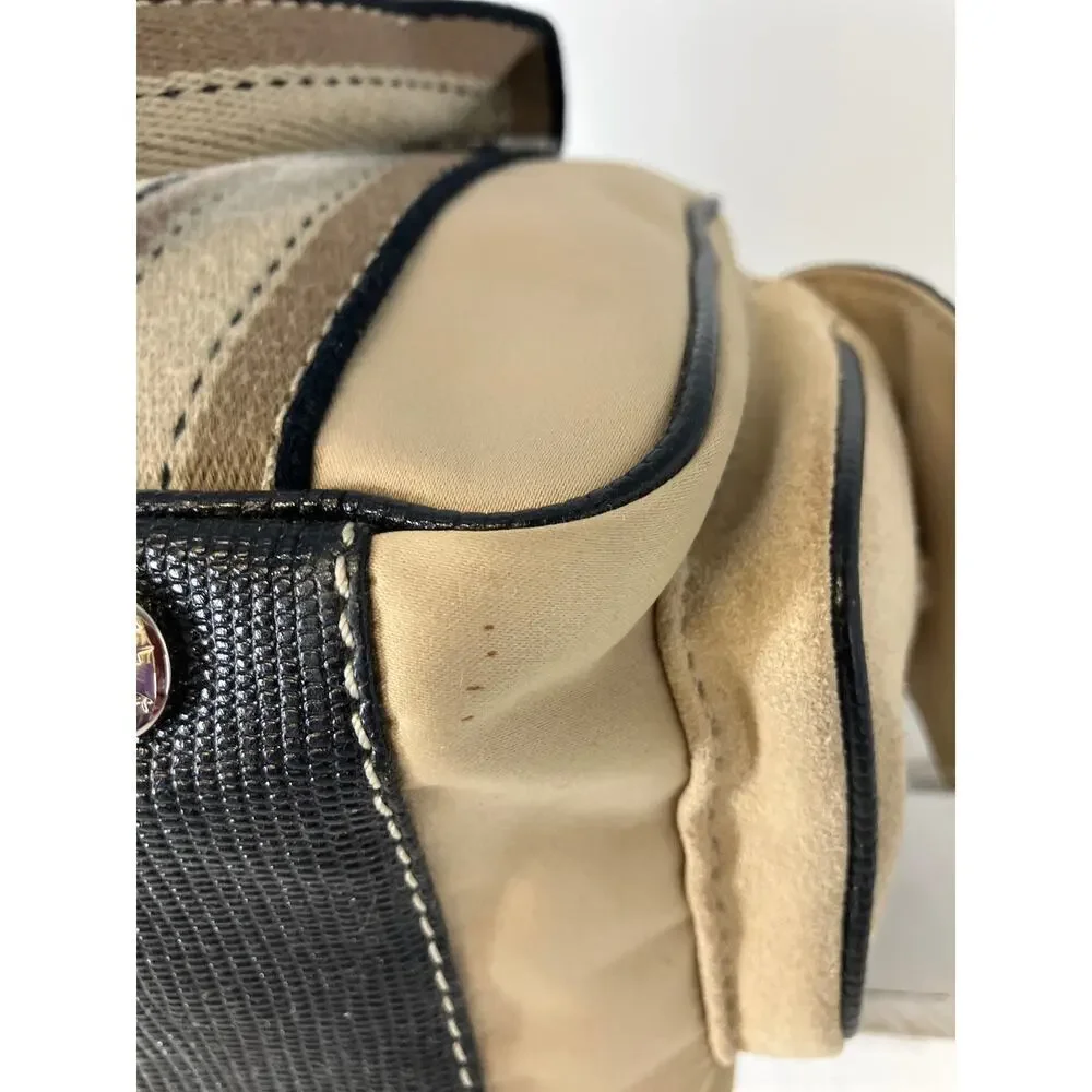 MICHAEL KORS SATIN, CANVAS STRIPED BLINGED MAKEUP DUFFLE BAG - Picture 9 of 16